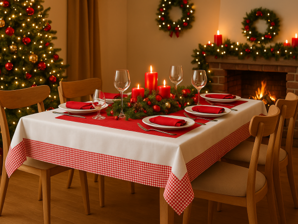 Božićni stolnjak s bordurom